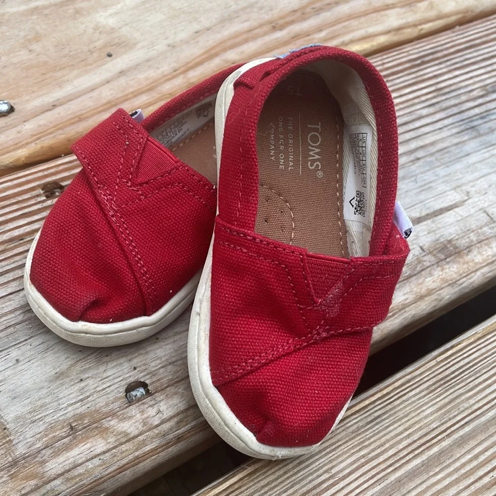 TOMS Red Canvas Alpargata Slip-On Shoes Toddler Size 5T